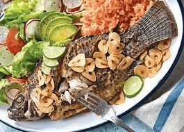 Mojarra en salsa de champiñones 500gr.