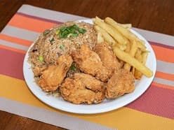 menu Chicharrón Broaster de Pollo con Papas Fritas