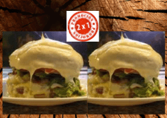 2x1 Hamburguesa Especial al Carbón Gratinada