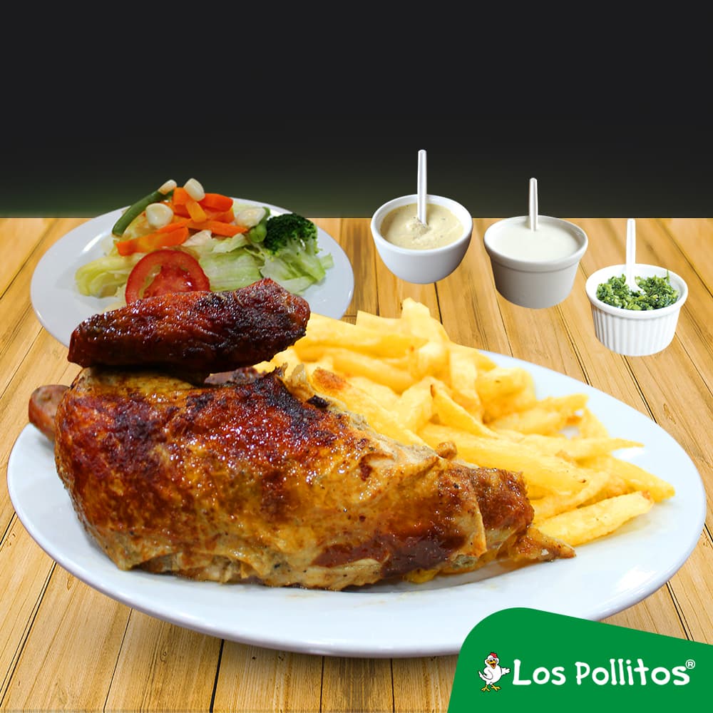 1/4 de Pollo a la Brasa, Papas Fritas y Ensalada