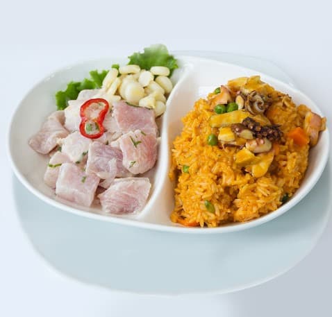 Dúo de Ceviche + Arroz con Mariscos Norteño