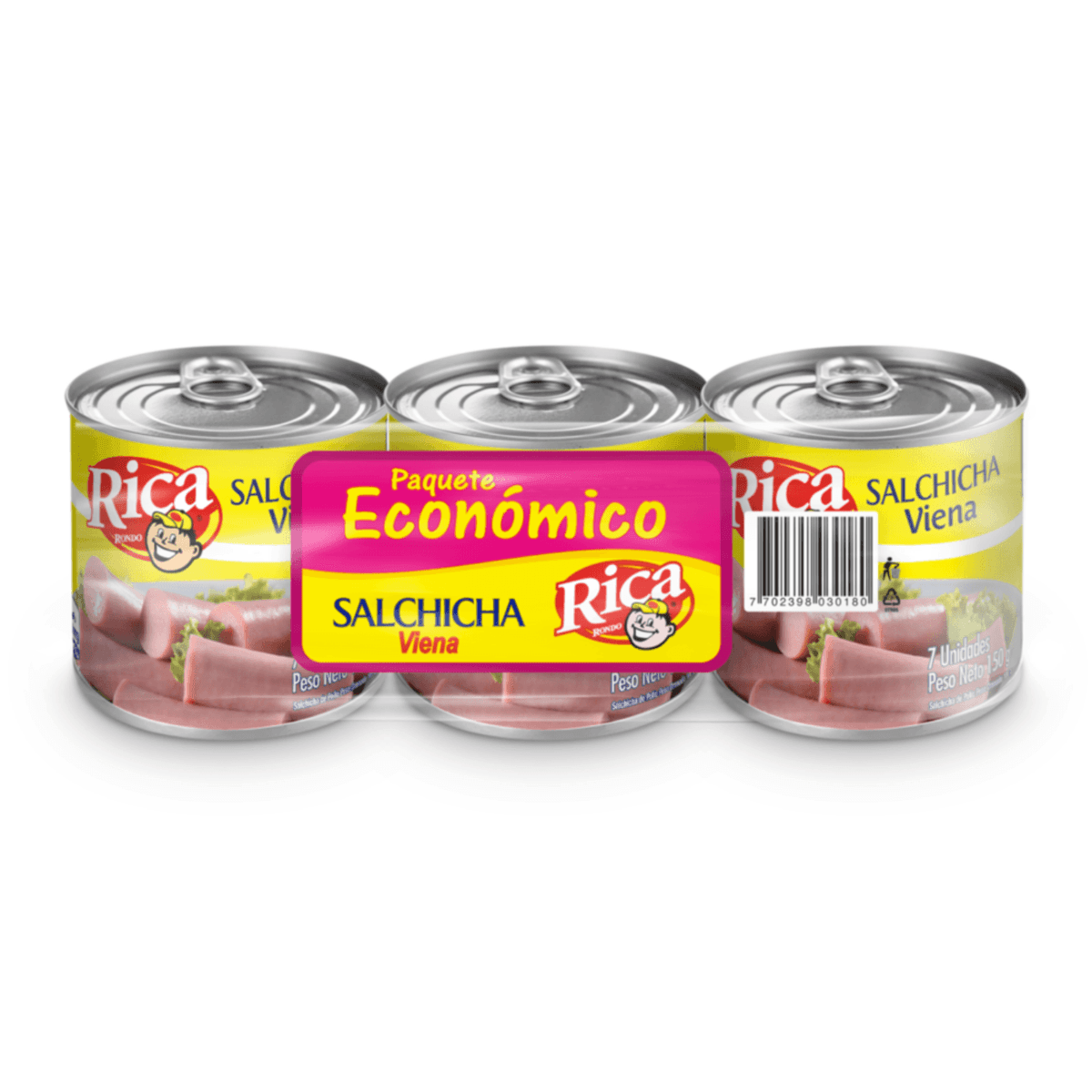 Salchichas Viena de Res Rica x3 undx 150g.