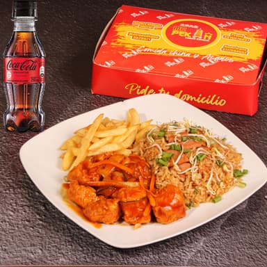 Combo Pollo Agridulce + Arroz + Papas +Bebida 250