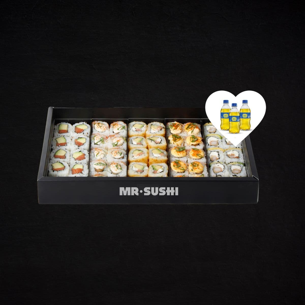 Combo Maki Box 50 Piezas + 3 bebidas 300ml