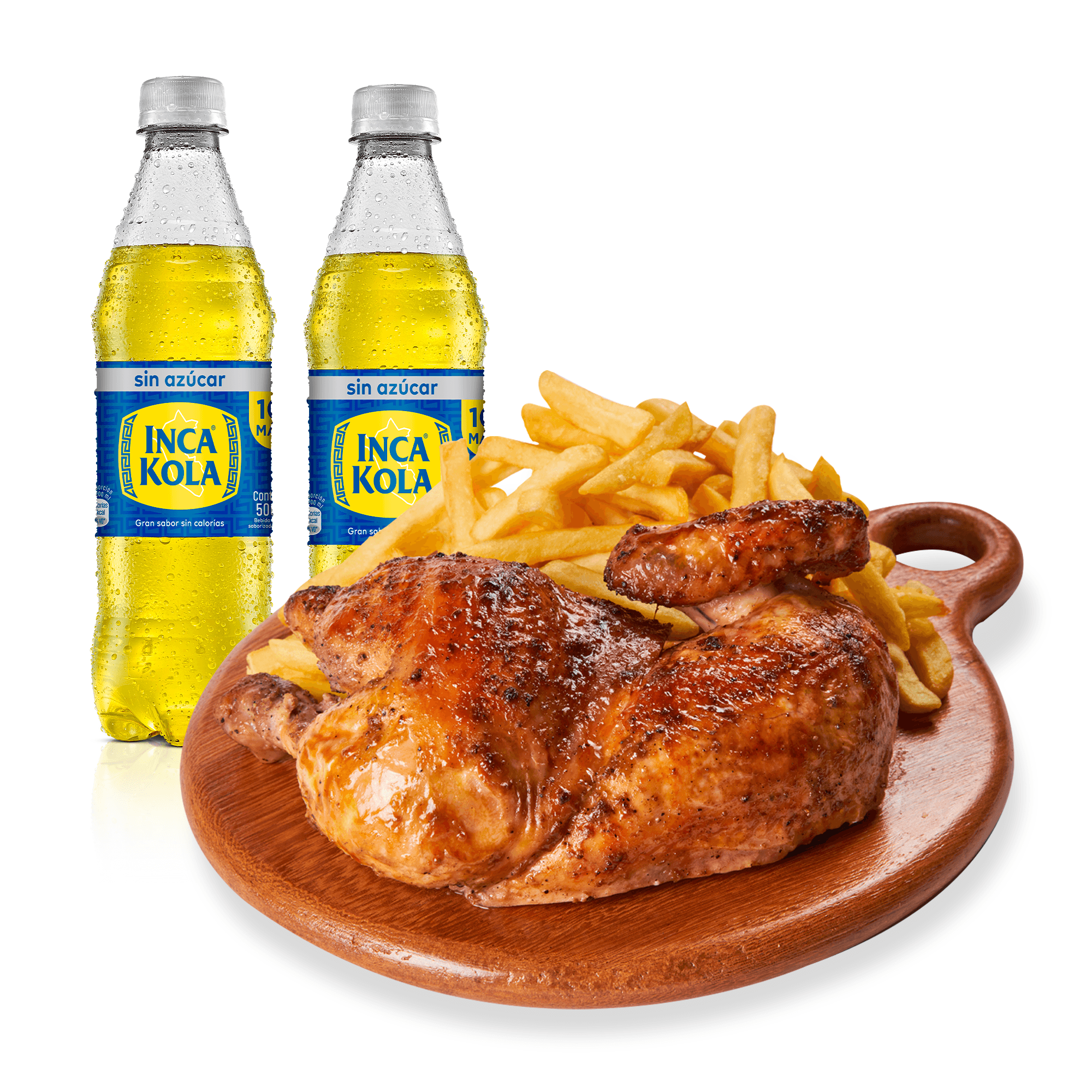 1/2 Pollo, Papas y 2 Gaseosas de 500 ml