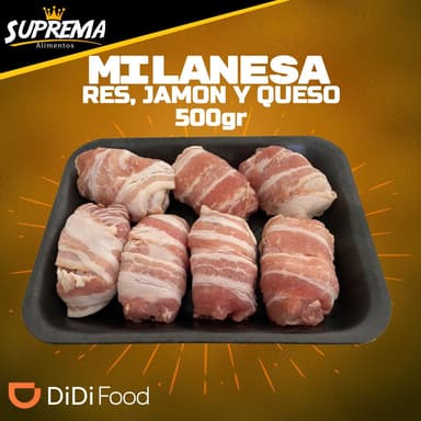 Milanesa de Res con Tocino, Jamón y Queso 500 gr