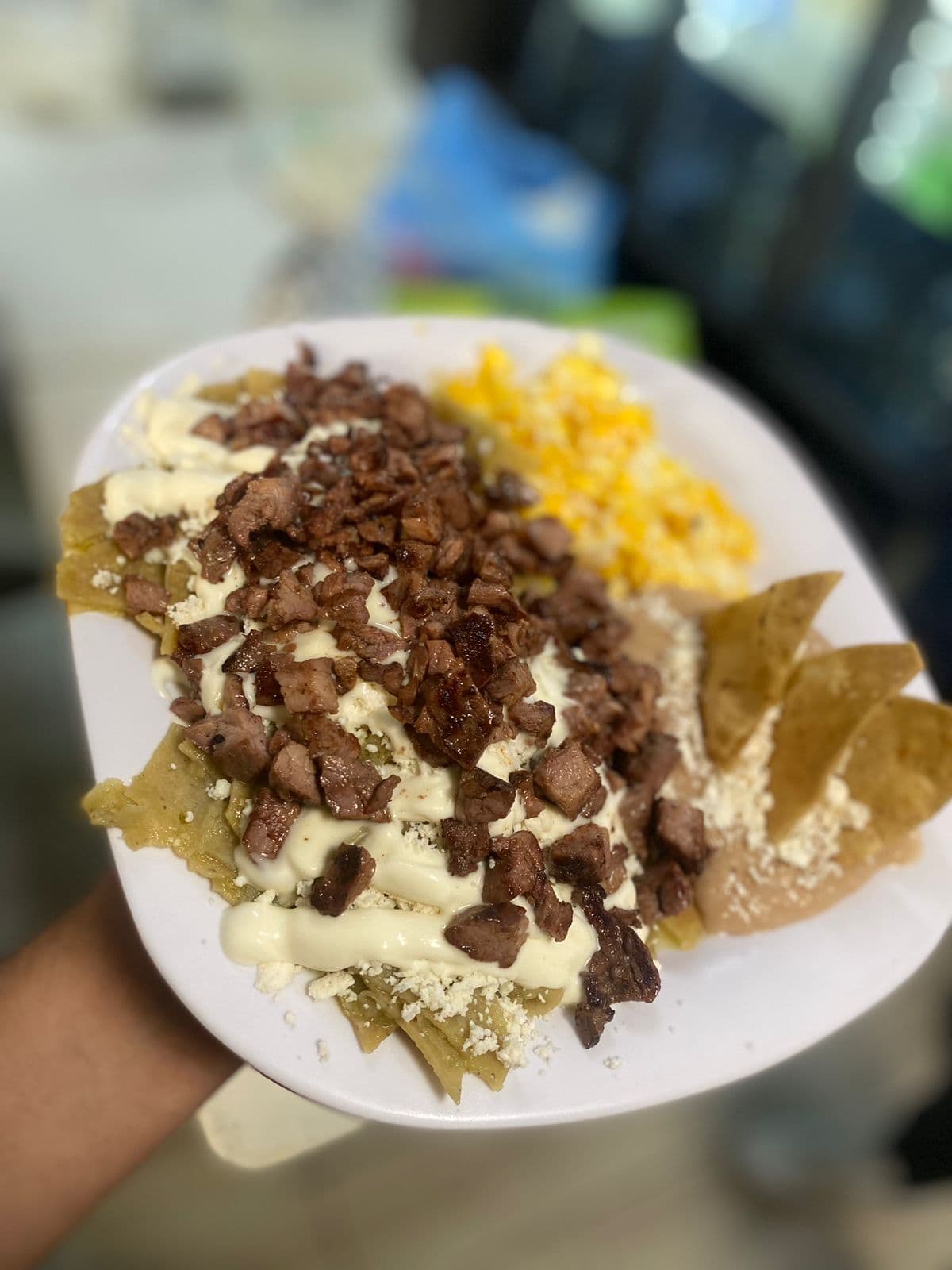 Chilaquiles Verdes con arrachera