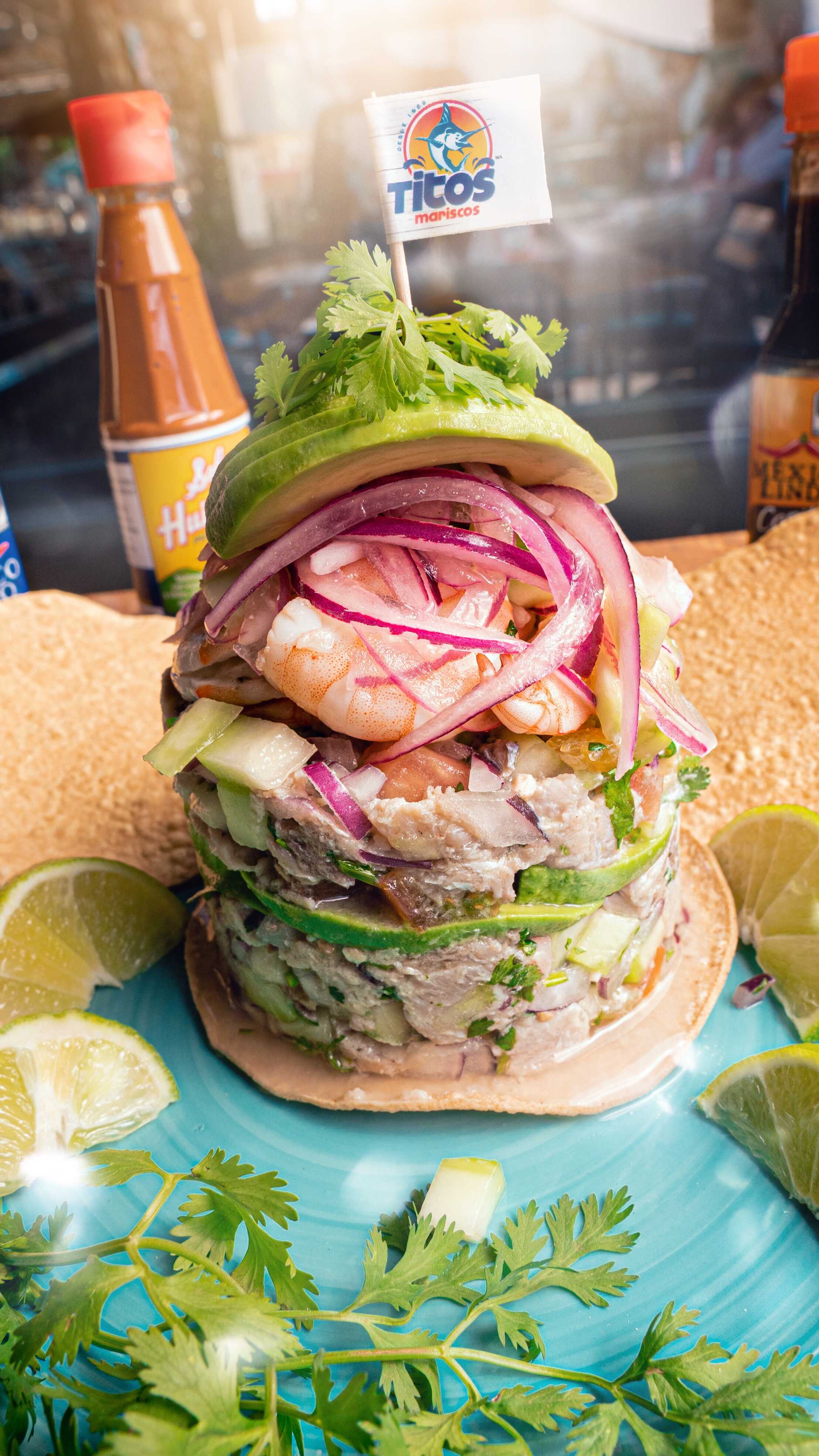 Tostada de Ceviche Pescado y Camarón