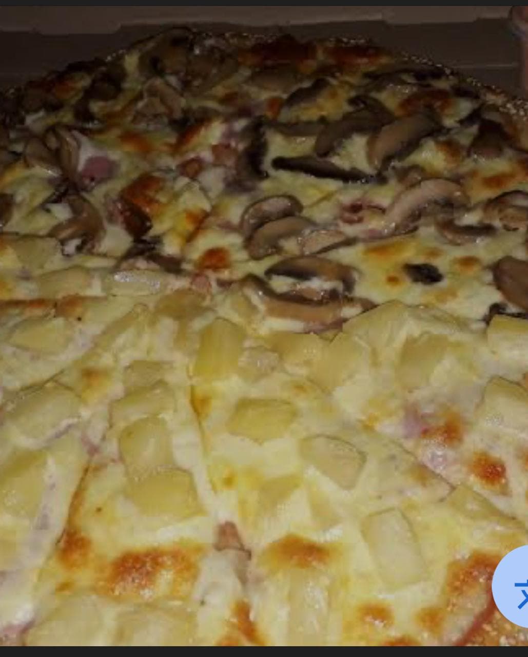 Pizza Grande  14 Pulgadas Hawaiana & Champiñones