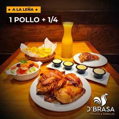 COMBO 1 POLLO + 1/4 POLLO + PAPAS + CHICHA