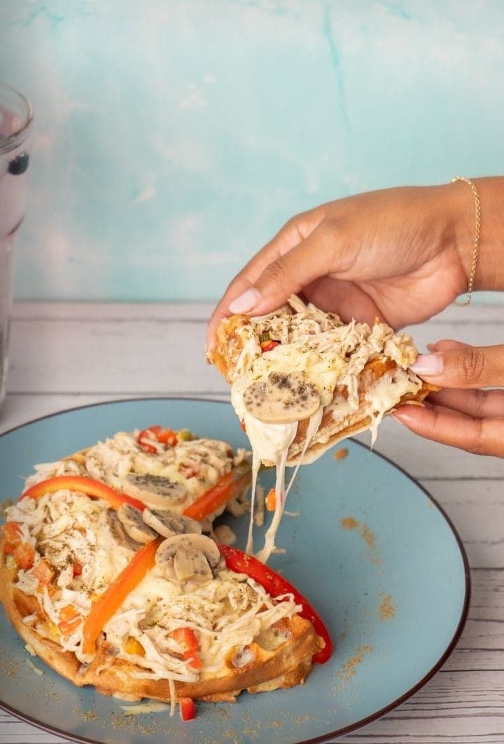 Waffle de Pollo y Champiñones