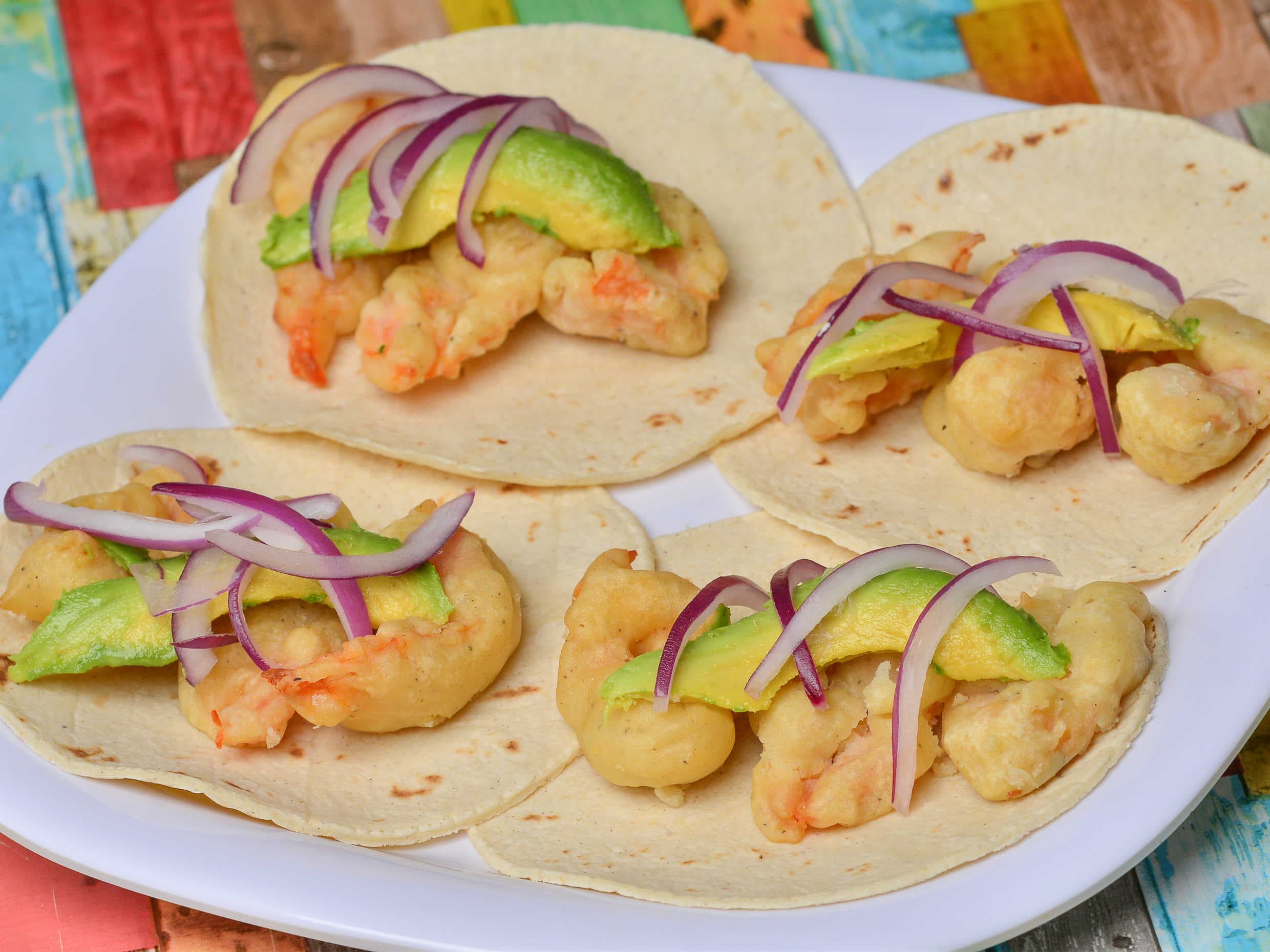 Orden de 4 tacos a la Cerveza Mixtos(Cam/Pes)Maiz