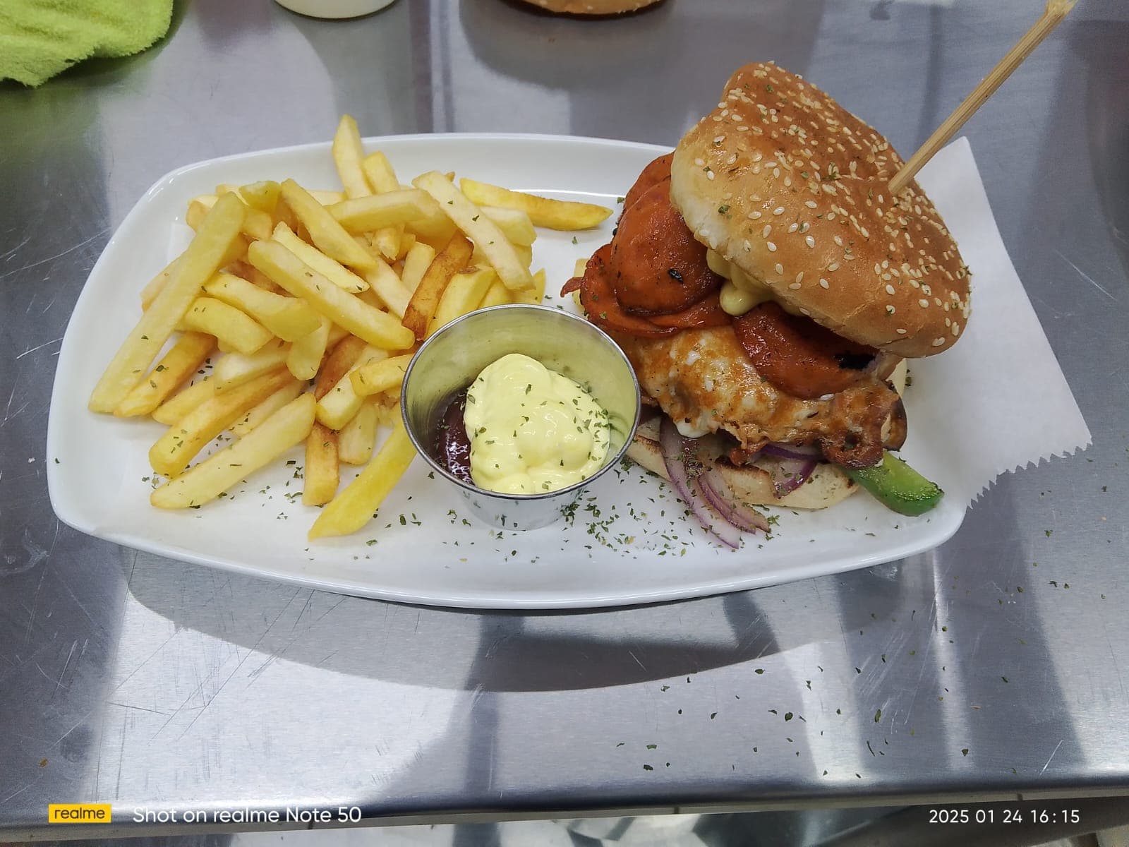 Hamburguesa Crispy con Papas