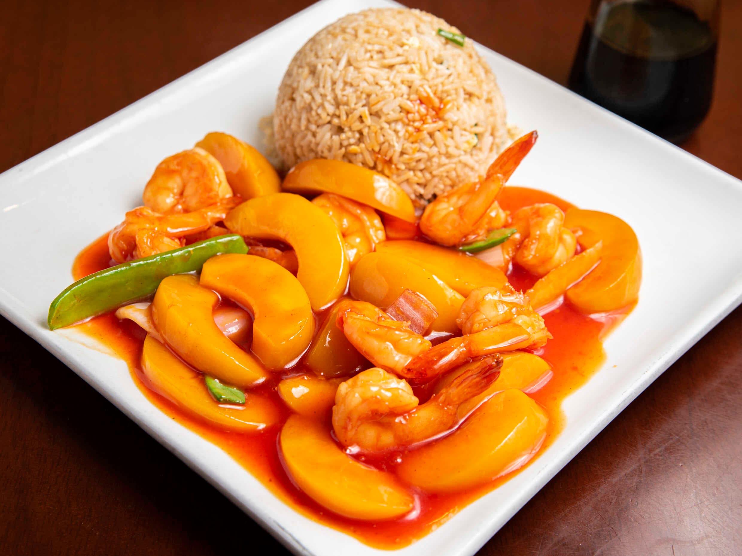Durazno con Langostinos