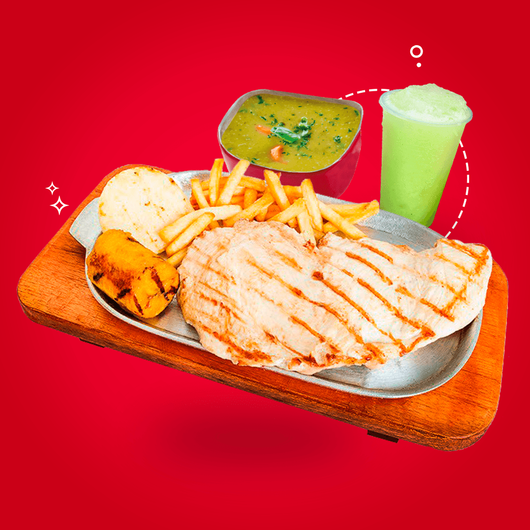 Combo Individual Pechuga 180 g, Sopita y Limonada