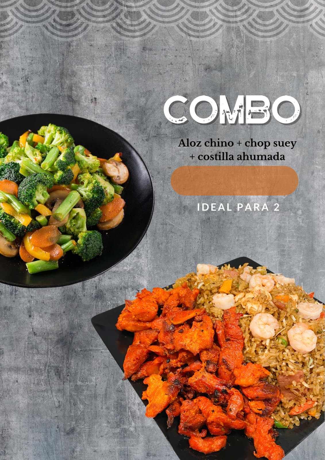 Combo Aloz Chino + Chop Suey + Costilla Ahumada