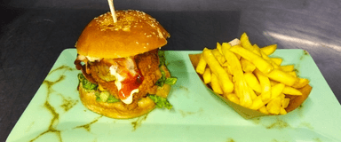 Hamburguesa de Pollo con Papas