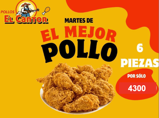 6 Piezas Pollo Frito