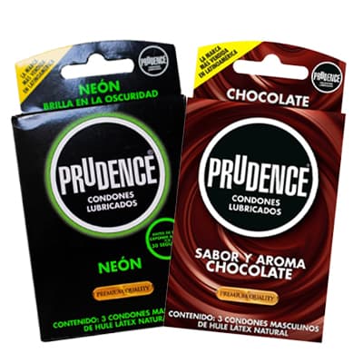2 Pack Preservativo Prudence Neon + Chocolate