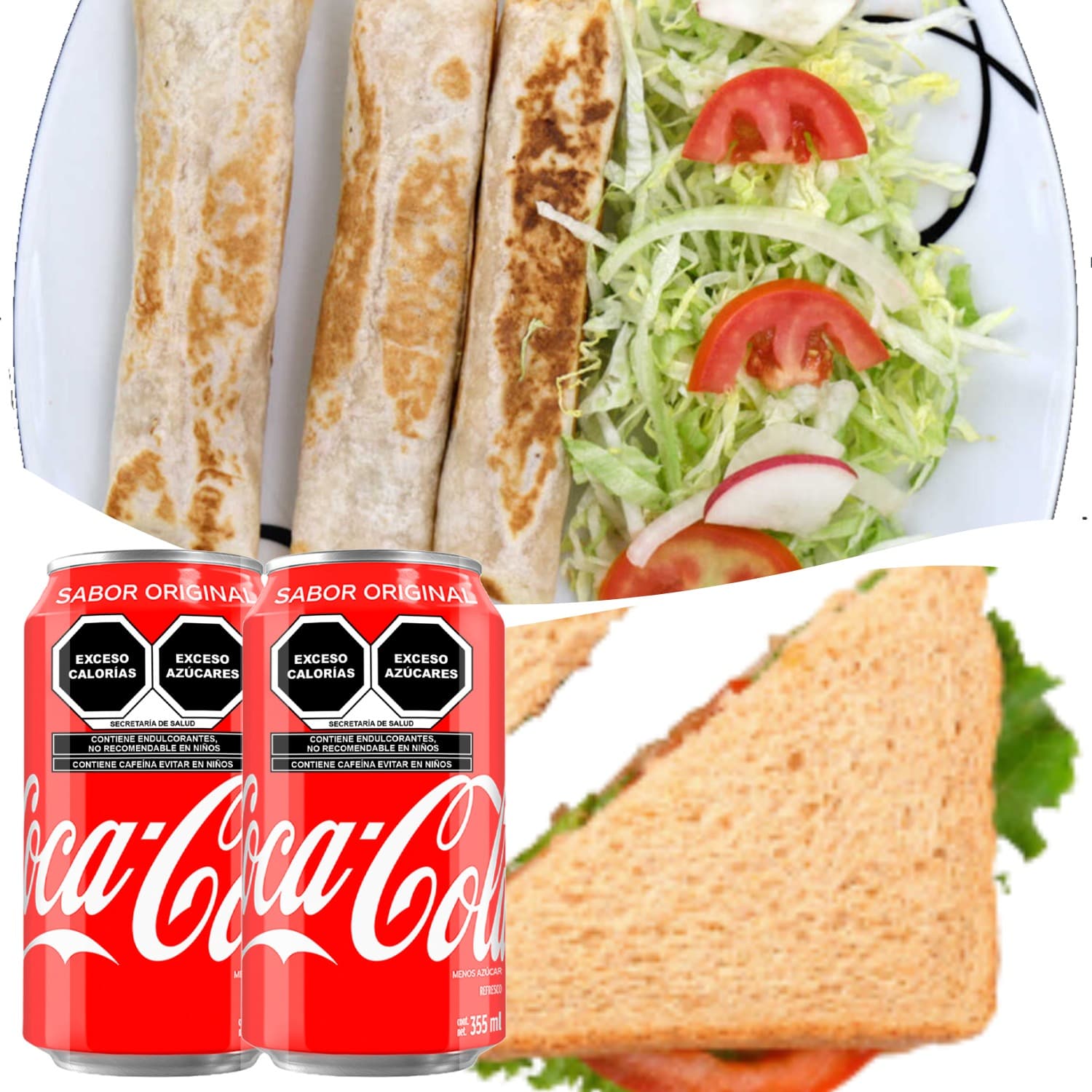 Combo-Coca Cola 2 Burritos + 2 Sandwich + 2 Cocas