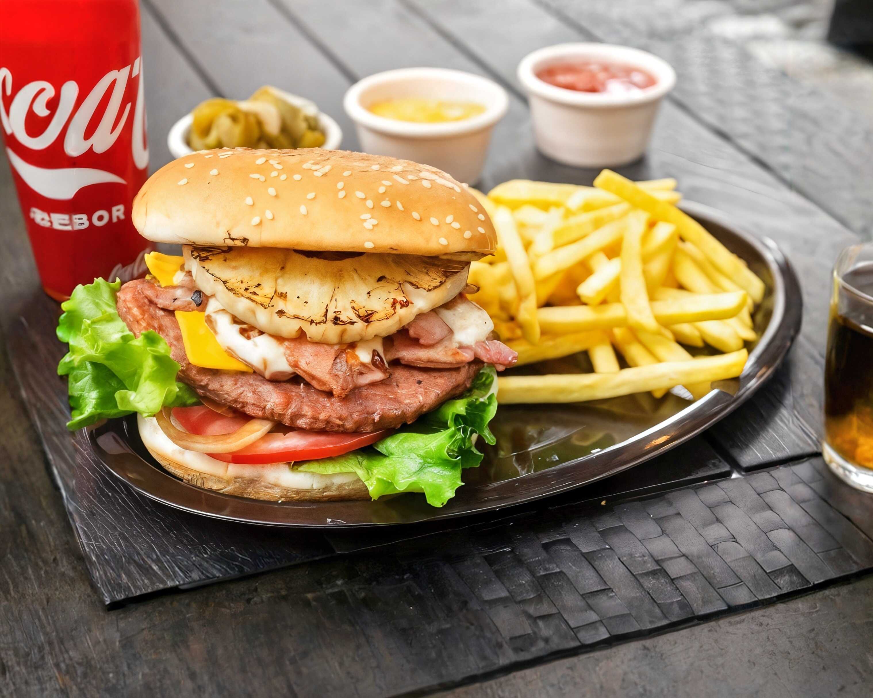 Hamburguesa Hawaiana con Papas