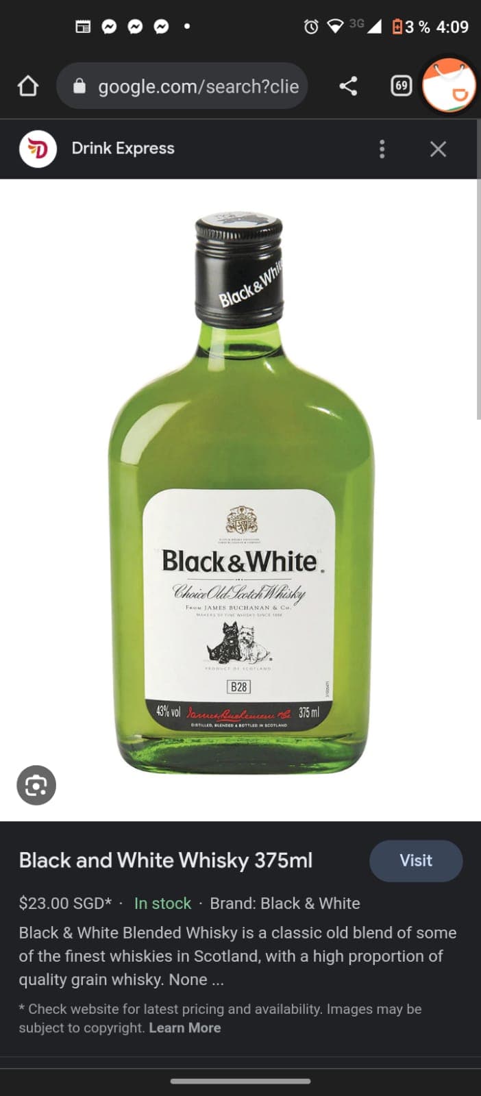 Whisky Black & White 200 ml