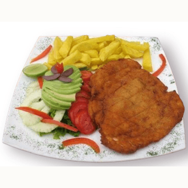 Milanesa con Arroz Frijoles y Ensalada (Promo)