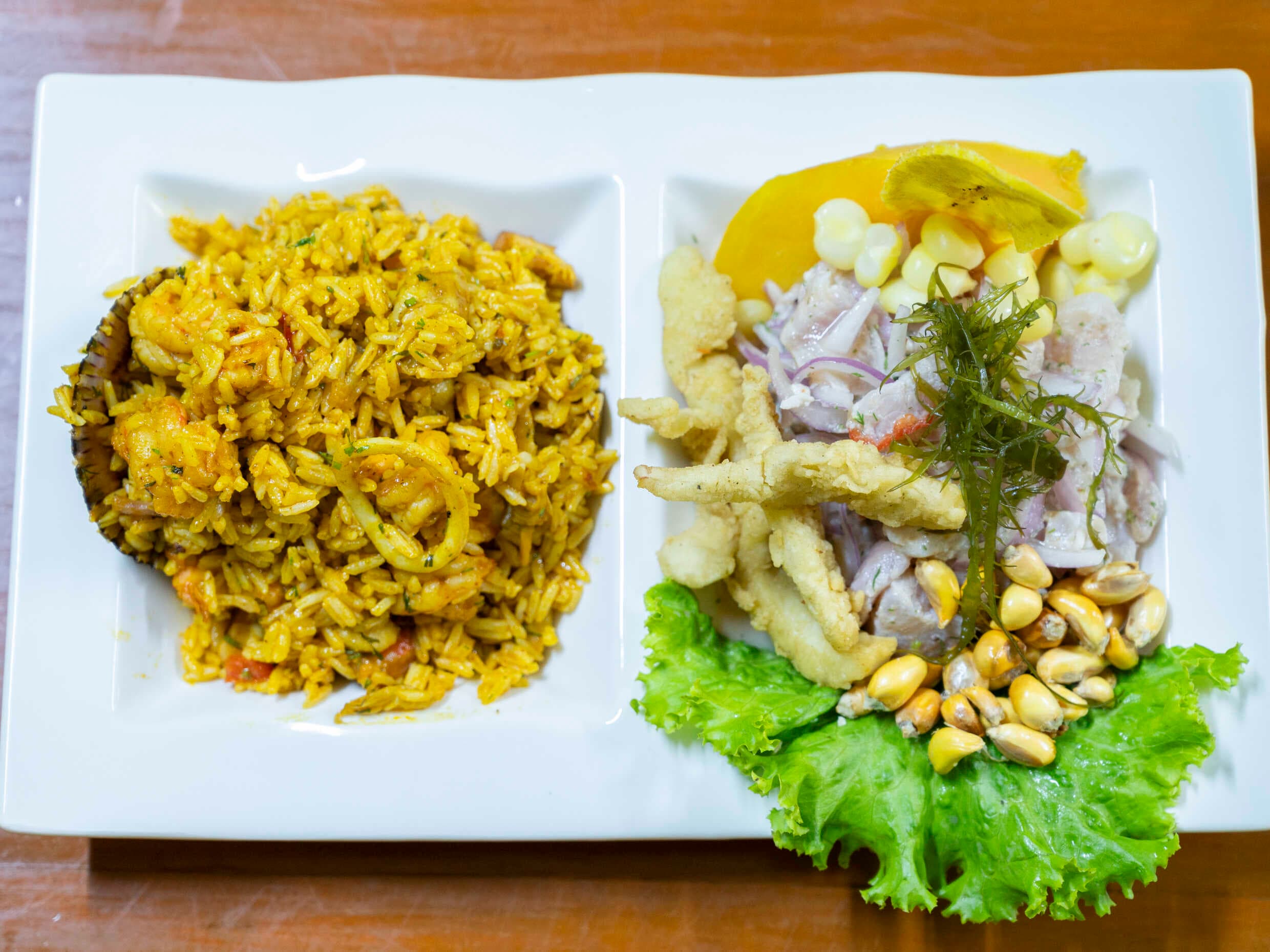 Arroz con Mariscos y Ceviche