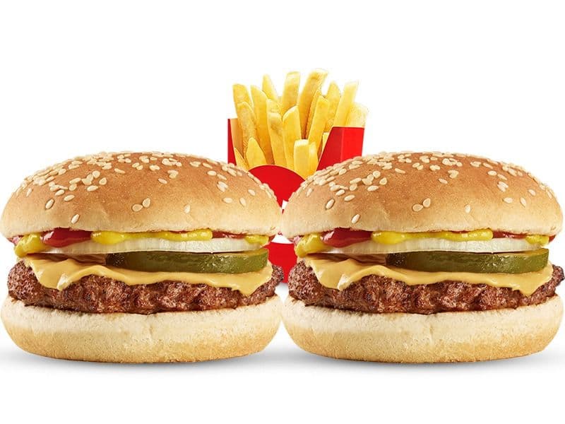 2 Cheese Burger + Papas Medianas