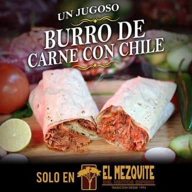 Burro de Carne Con Chile + Taco de Frijol