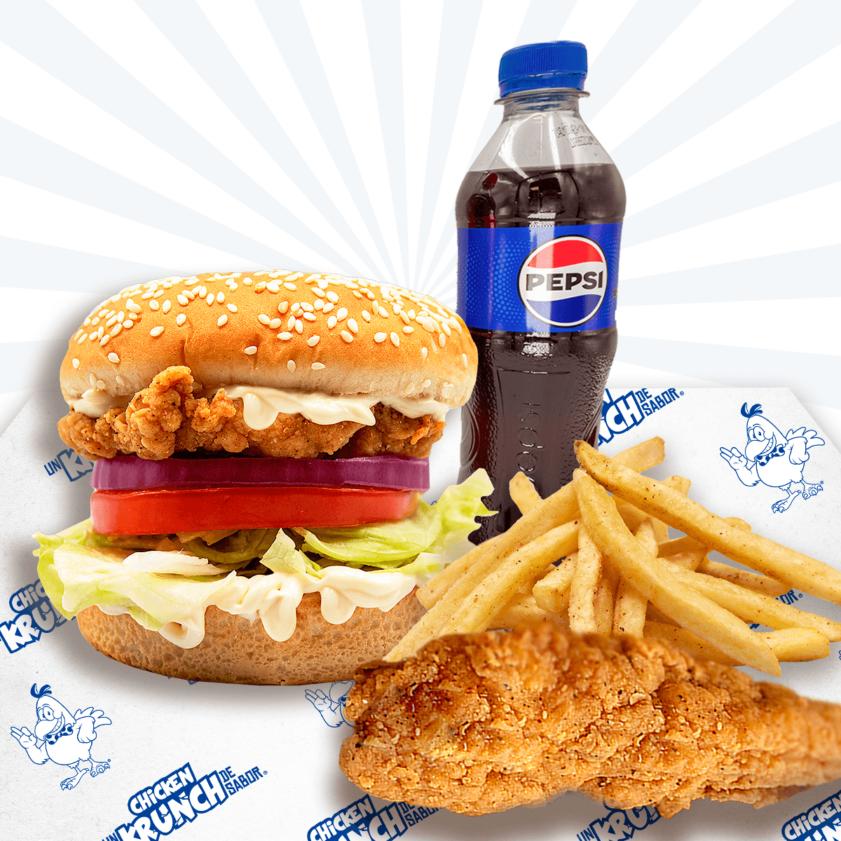 Combo 1 Ind Hamburguesa K, 1 Tira K y 150 Papas