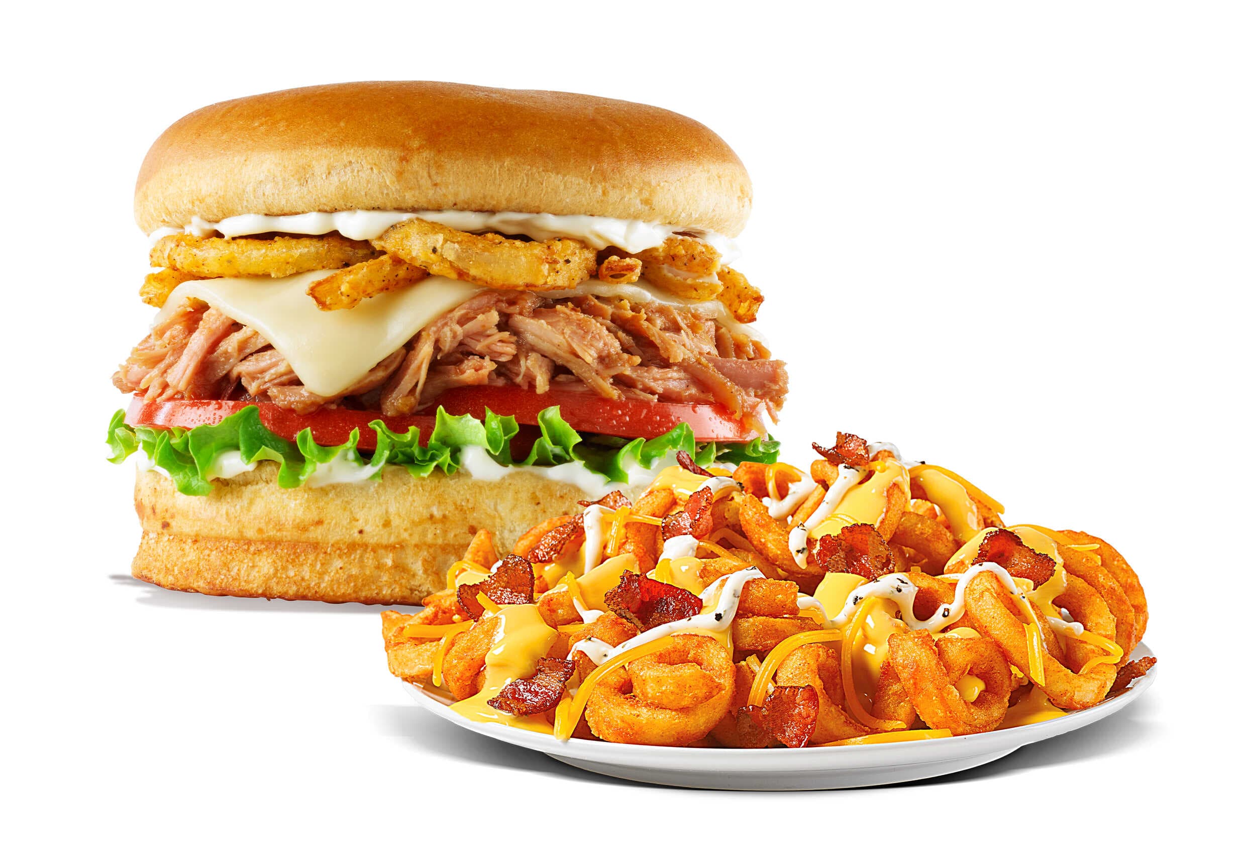 1 Pulled Pork + 1 Loaded Curly Fries