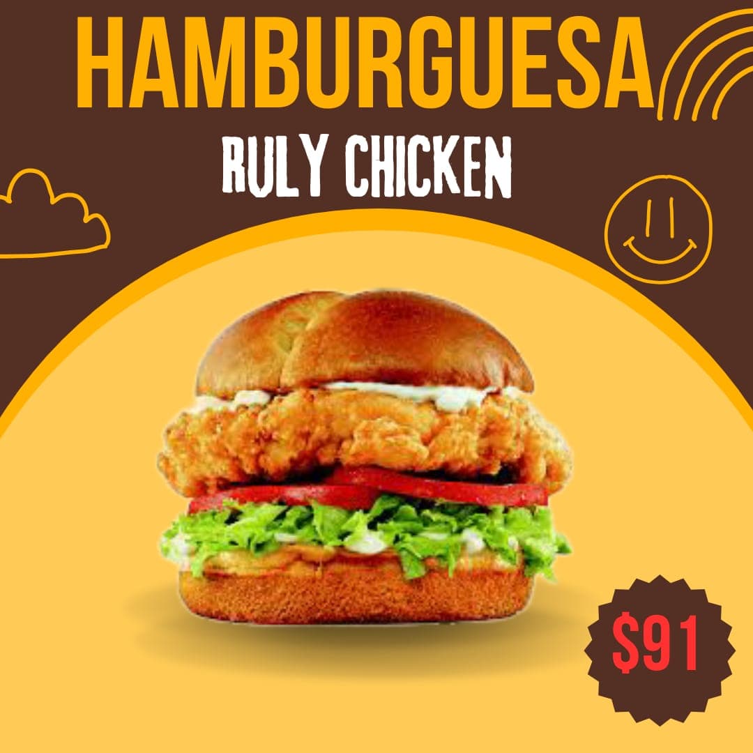 Hamburguesa Ruly chicken con Papas