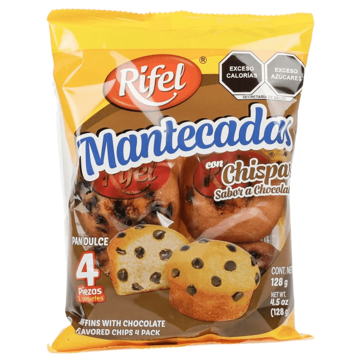 MANTECADAS CHISPAS DE CHOCOLATE 4 PZAS