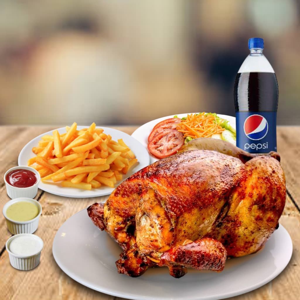 1 Pollo a la Leña y Gaseosa 1 L