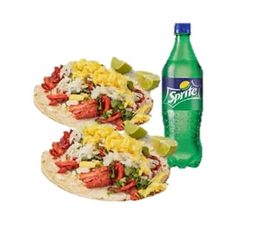 Combo-2 Tacos Pastor (Tortilla Árabe) + Refresco