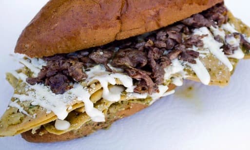 Torta de Chilaquiel con Tasajo