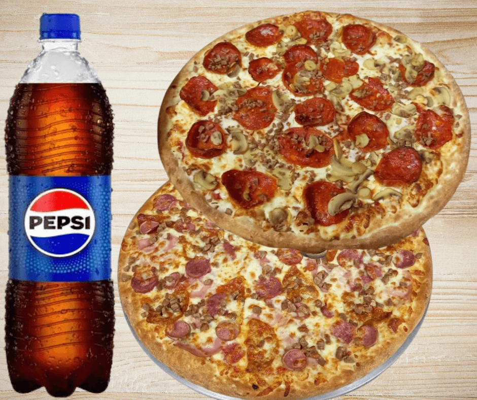 2 Pizzas Clásicas Large, 8 Porciones c/u