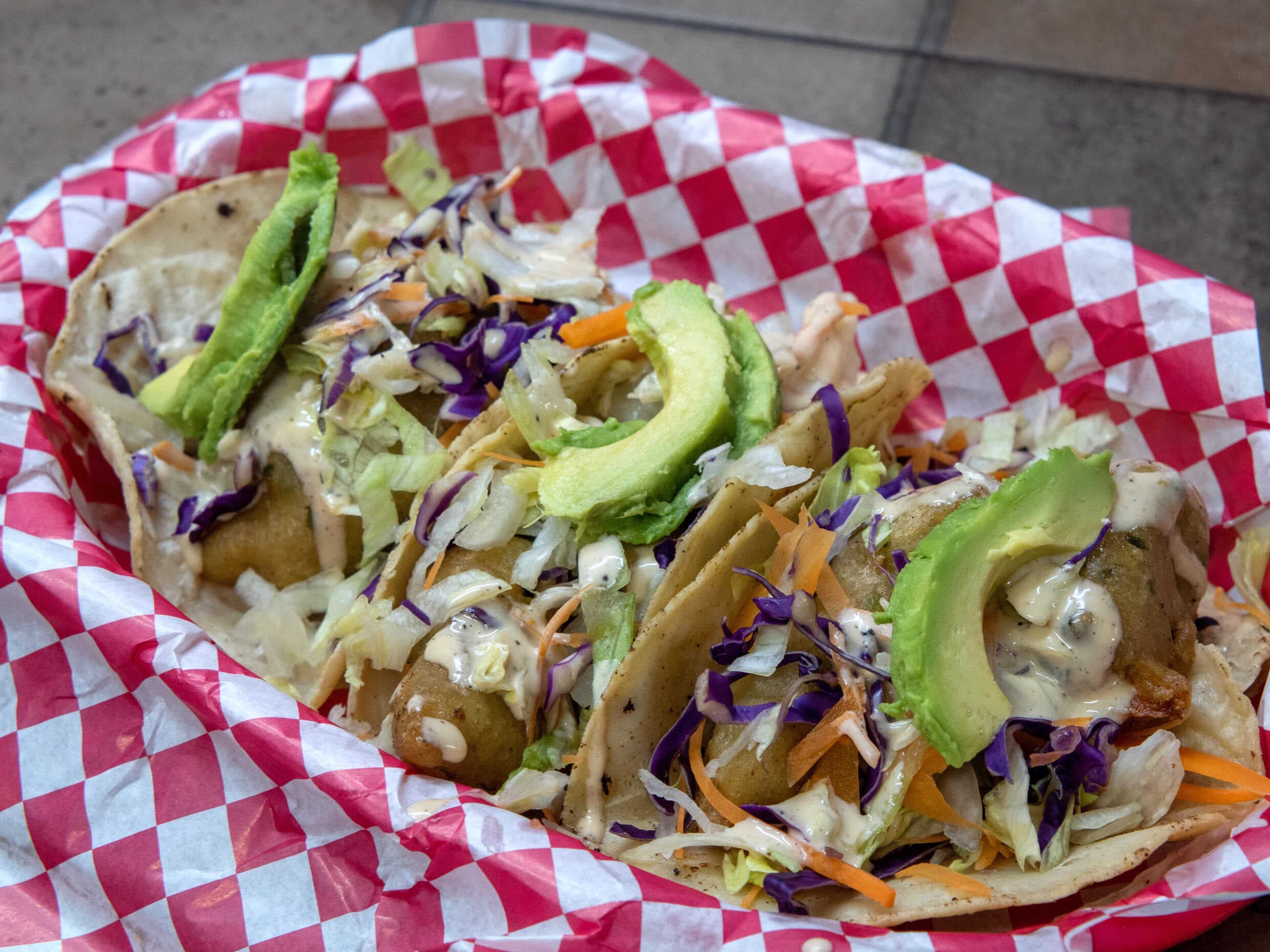 3 tacos camarón