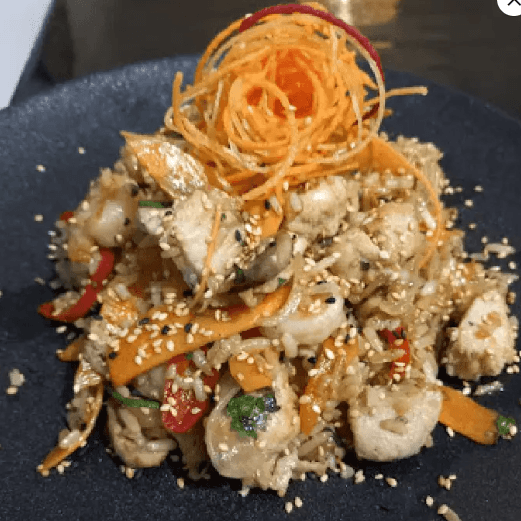 Arroz Yakimeshi-Lomo y Camaron