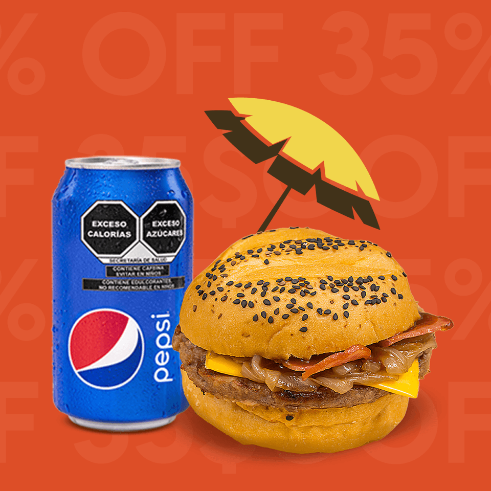 Combo-Hamburguesa 3 quesos + papas + Refresco