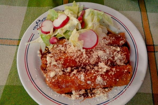 Enchiladas Rojas con Pollo