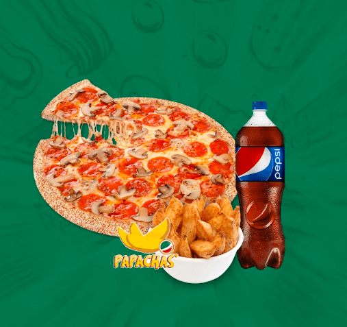 Pizza Chica 2 ing + ref 400 ml. + papachas
