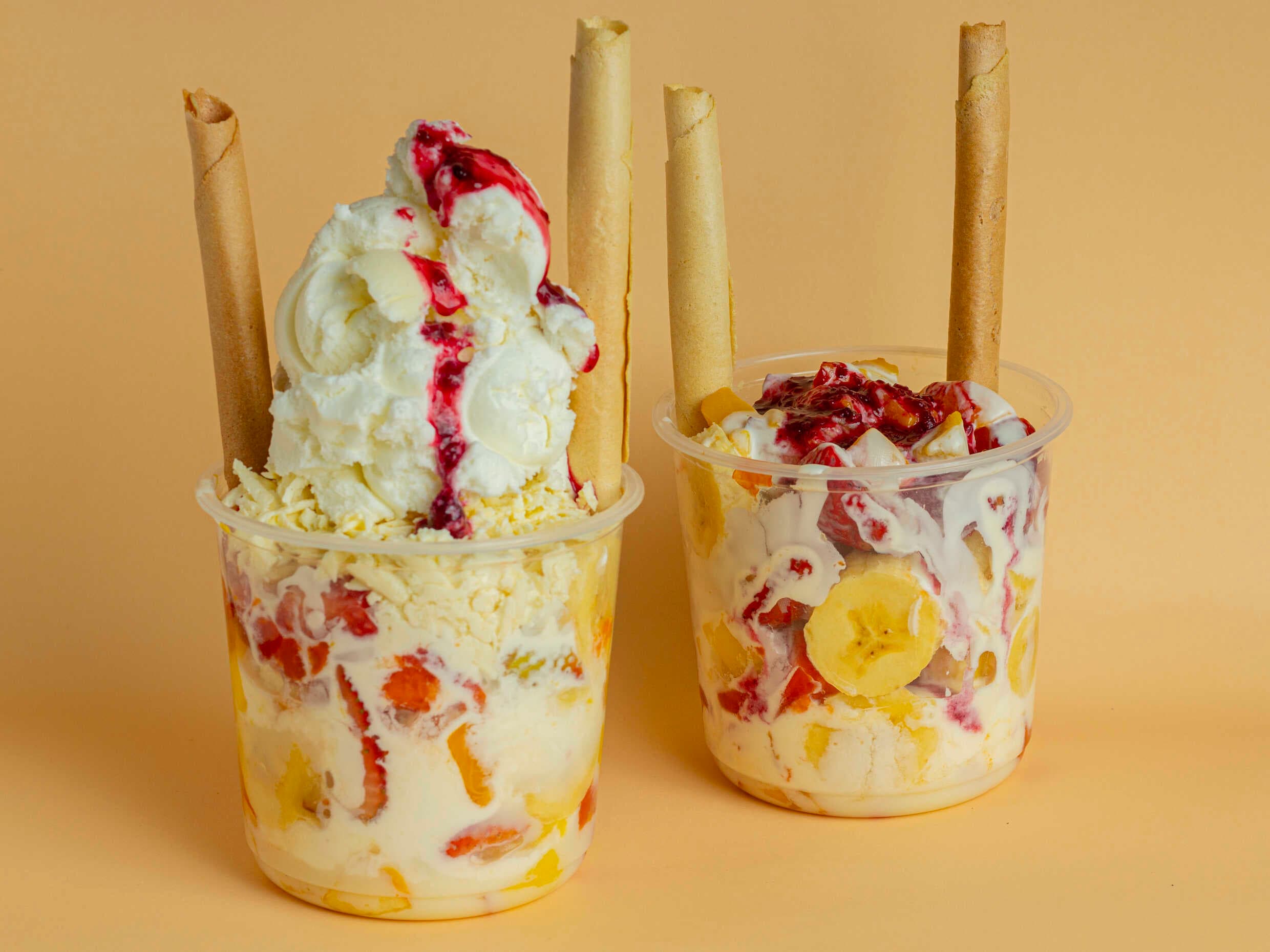 Ensalada de Frutas con Helado y Queso