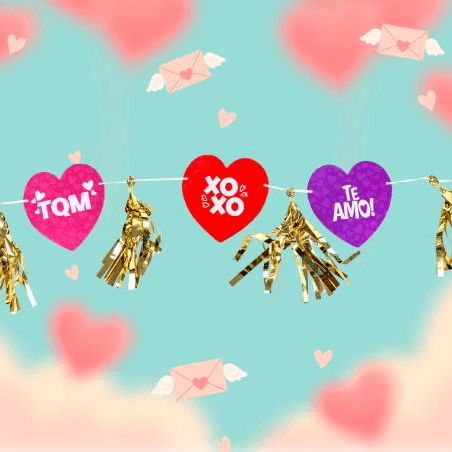Banner Decorativo Colgante de Corazones Inkanto