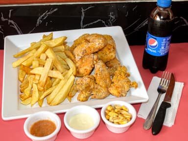 06 Piezas de Alitas Broaster + PEPSI 335 Ml
