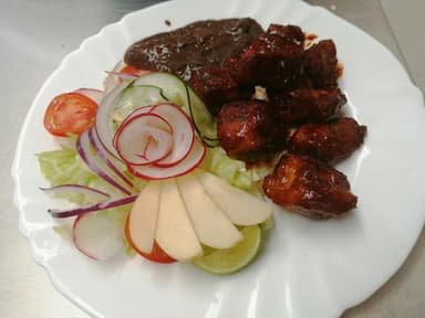Costilla de puerco fritas en salsa bbq