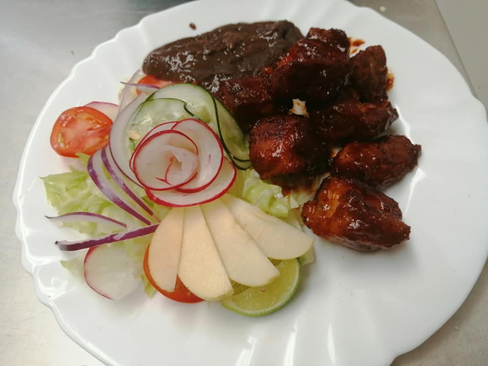 Costilla de puerco fritas en salsa bbq