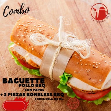 Baguette BBQ+ Papas+ Boneles BBQ+ Coca Cola