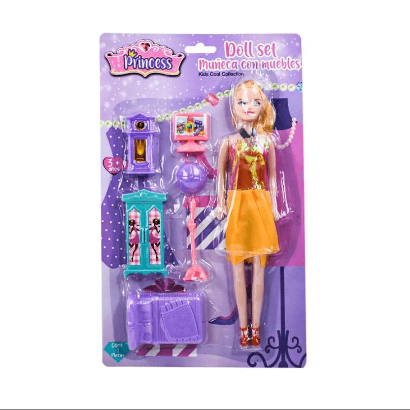 Set Muñeca Lady con Muebles
